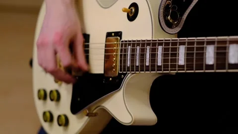 Cinematic Close-Up of Electric Guitar Performance Stock Footage 328602536