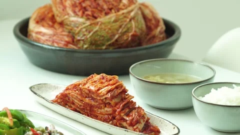 Cinematic Close Up of Kimchi on Plate Stock Footage 334699230