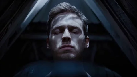 Cinematic Close-Up of a Man in Deep Contemplation Stock Footage 291310052