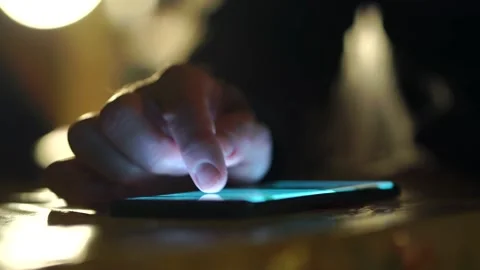 Cinematic Close Up Of Man Using Social Media On Mobile Phone Stock Footage 151747359
