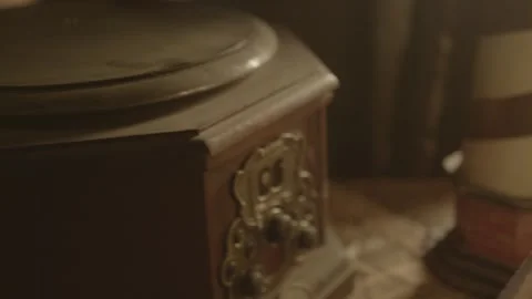 Cinematic Close up shot inside old house, household items on dresser Stock Footage 285666183