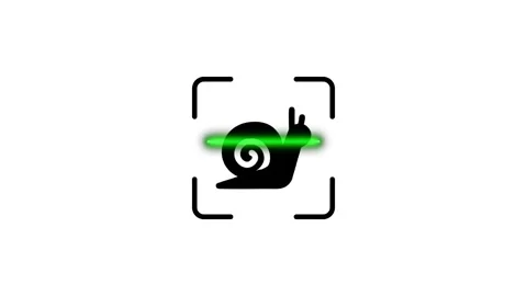 A cinematic close up on snail icon representing a slow motion scan with dyn.. Stock Footage 346499050