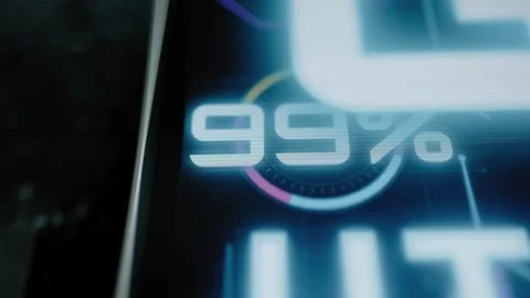 Cinematic close view shows the GPU utilization meter reaching an exact 100 Stock Footage 342486633
