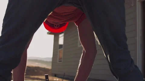 Cinematic closeup of construction worker smoothing concrete Stock Footage 55154247