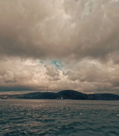 Cinematic Clouds And Sea Background Stock Footage 340076133