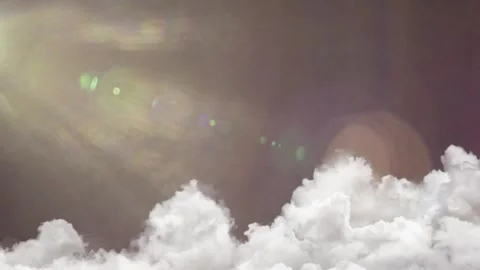 Cinematic clouds with lens flare with clouds moving across video white clouds Stock Footage 340940526