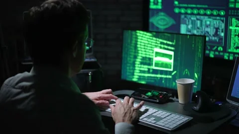 Cinematic Coder Man Working Late With Binary Code Stock Footage 159130816