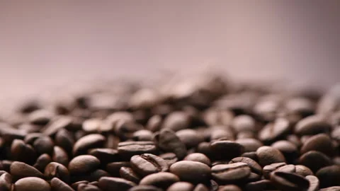 Cinematic coffee beans video with rotating plate of beans Stock Footage 278412360