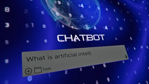 Cinematic Concept of AI Chatbot Interface Generate Answers, What is artifici Stock Footage 314449445