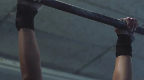 Cinematic Crossfit Butterfly pullups Stock Footage 55001111