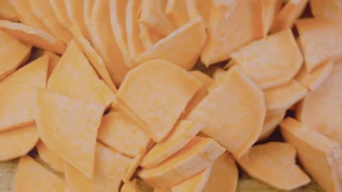 Cinematic culinary close-up: preparing onion and pork ham for the recipe Stock Footage 342195476