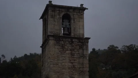 Cinematic Dark Ancient Bell Tower Stock Footage 267717239