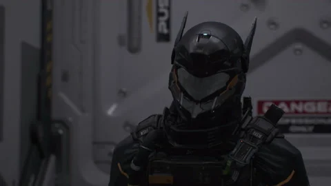 Cinematic dialogue in a sci-fi corridor 01 Stock Footage 159136602