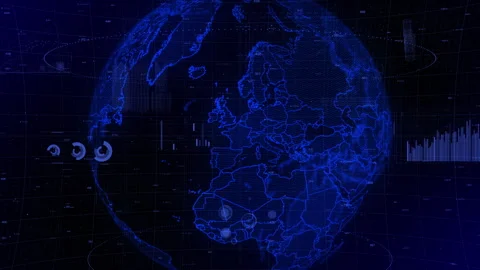 Cinematic digital globe rotating video background showcases zooming in on 動画素材 268320645