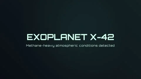 Cinematic display of alien planet data: Methane-heavy atmosphere detected. Stock Footage 337500739