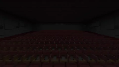 Cinematic dolly shot of empty classic theatre with red velvet curtains - camre Stock Footage 220550331