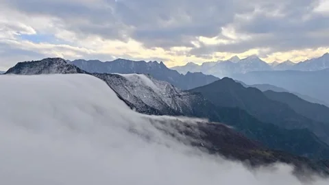 Cinematic Double Layer Sea of Clouds and Sky Timelapse Video stock 332626372