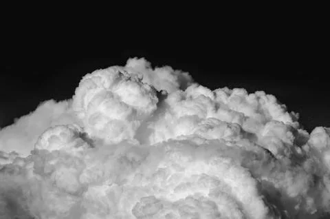 Cinematic Dramatic Cumulus Cloud on Dark Black Background Foto stock
