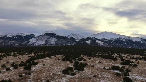 Cinematic Drone 4K Sliding View Parallel to Majestic Snow-Capped Mountain Range Stock Footage 325845183