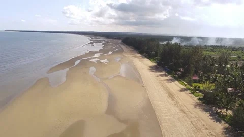 Cinematic drone on the beach Stock Footage 170098940