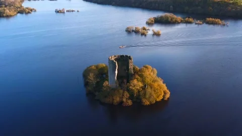 Cinematic Drone, Cloughoughter Castle, Co Cavan Stock Footage