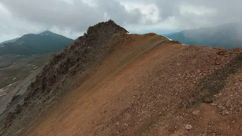 Cinematic drone flight along a dramatic mountain ridge in Kazakhstan Stock Footage 340422792