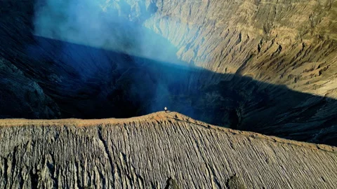 Cinematic Drone Flight Over Active Indonesian Volcano 4K UHD 動画素材 339364274
