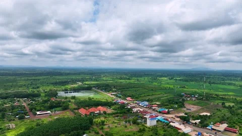 Cinematic Drone Flight Over Beautiful Green Grasslands Stock Footage 336859402