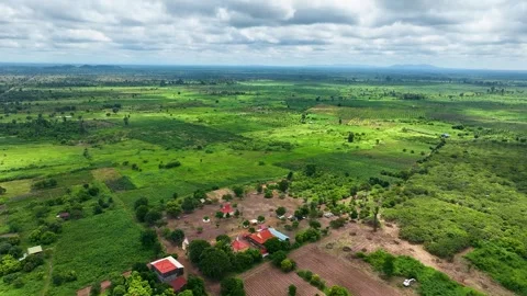 Cinematic Drone Flight Over Beautiful Green Grasslands Stock Footage 336859500
