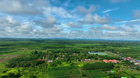 Cinematic Drone Flight Over Beautiful Green Grasslands Stock Footage 336859680