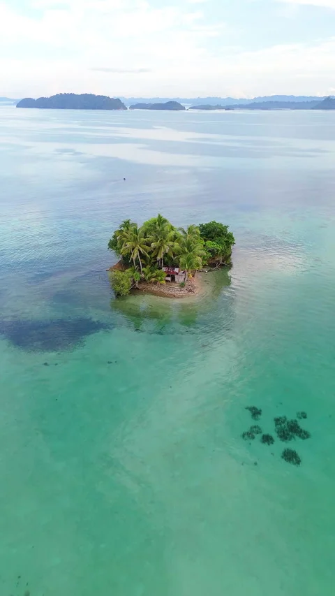 Cinematic Drone Flight Over Deserted Paradise Island 4K UHD 動画素材 338203619
