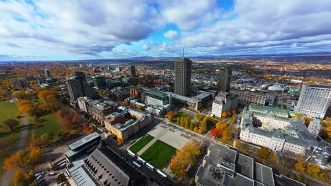 Cinematic Drone Flight Over Downtown Quebec City in 4K Stock Footage 319882635