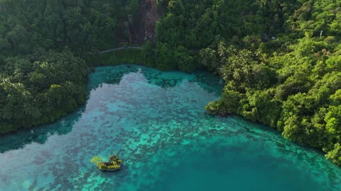 Cinematic Drone Flight Over Mirror Surface Paisu Pok Lake 4K UHD Stock-Footage 337224816