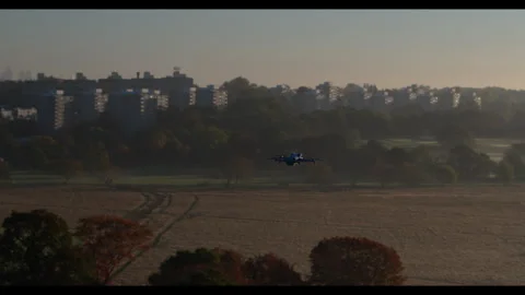 Cinematic Drone Flight Over Misty Forest at Sunrise Stock Footage 314385351