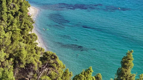 Cinematic drone flight over a secluded cove Stock Footage 264430187