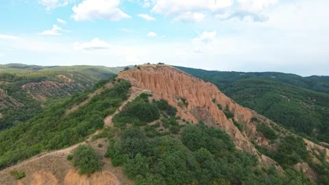 Cinematic Drone Flight Over Stob Pyramids Bulgaria Natural Landscape Stock Footage 317678678