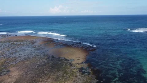 Cinematic Drone Flight Over Turquoise Ocean Reef in Bali Indonesia Stock-Footage 332357317