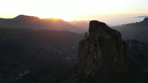 Cinematic drone flight over the volcanic peaks of Gran Canaria Stock Footage 325002458