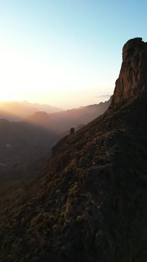 Cinematic drone flight over the volcanic peaks of Gran Canaria Stock Footage 325002514