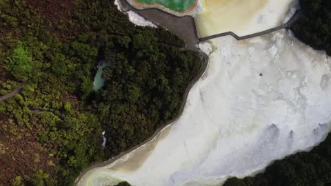 Cinematic Drone Flight Over Wai-O-Tapu Otherworldly Volcanic Terrain, in New Stock Footage 346477784