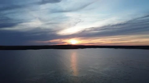 Cinematic Drone Flight Towards a Beautiful Sunset Stock Footage 312237853