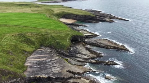Cinematic drone flyover of  Atlantic coast of Sligo, Ireland. Stock Footage 341730441
