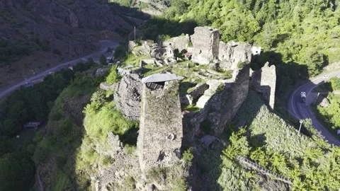 Cinematic Drone Footage of Savsat Castle Ruins in Savsat Artvin Province Turk Stock Footage 340260107