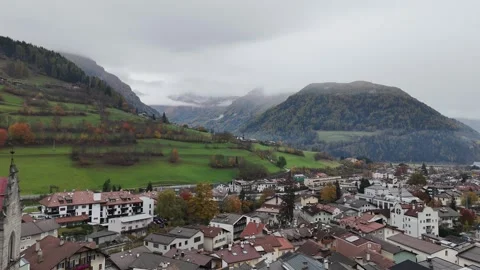 Cinematic Drone Forward Flight Toward Green Alpine Mountains Rising Abov Stock Footage 331746527