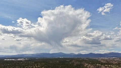 Cinematic Drone Hyperlapse of a Dramatic Rain Cloud Morphing over Rugged Stock Footage 334155006