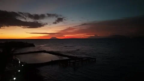 Cinematic Drone Hyperlapse of Tropical Sunset Over Mountains in West Java Ind Stock Footage 331488309