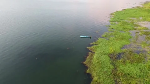 Cinematic drone lake view Stock Footage 207943798