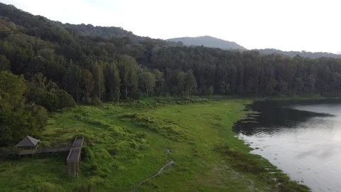 Cinematic drone lake view Stock Footage 207943817