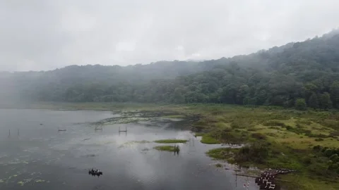 Cinematic drone lake view Stock Footage 207944644