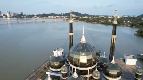 Cinematic drone mosque view Stock Footage 228703992